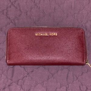 Michael Kors maroon with gold accent wallet